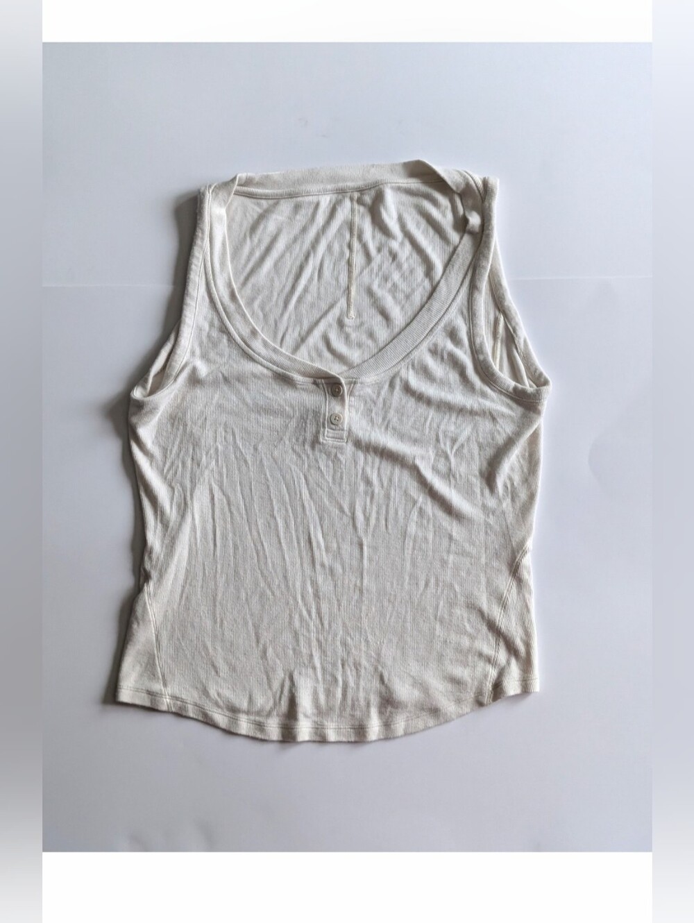 Lululemon  Ribbed Henley Tank Top - Bone / Off-White - Size 6